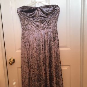 Velvet purple strapless dress